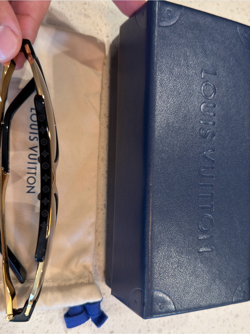 Louis Vuitton Black & Gold Aviator Sunglasses with Gradient Lenses - Picture 7 of 10